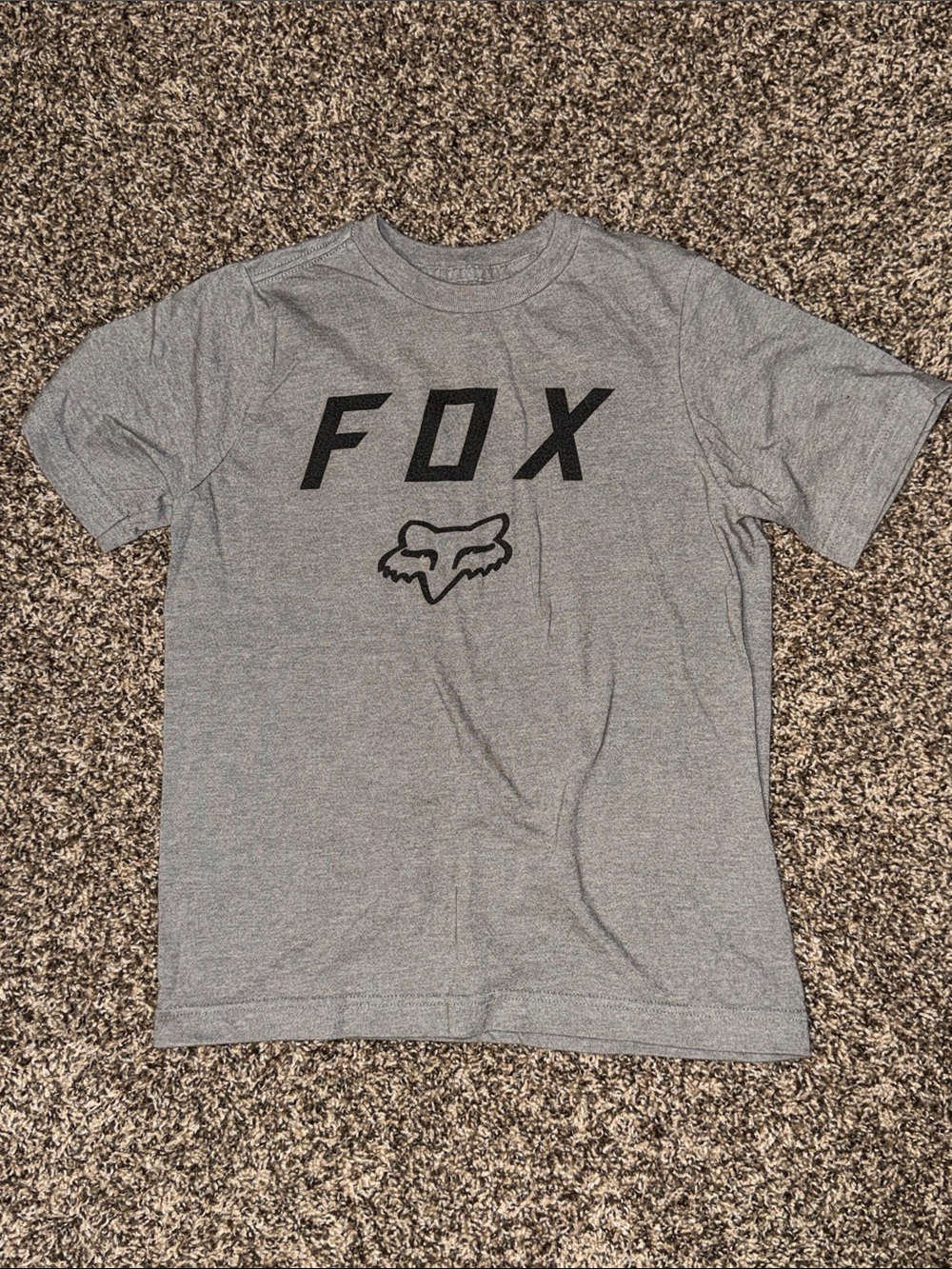 Fox Heather Gray Logo Tee with Black Print YSmall
